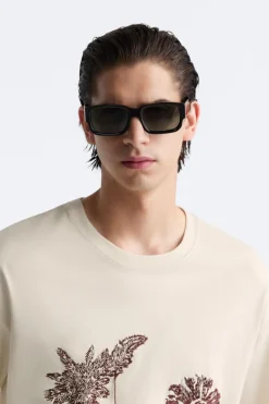 Hot CAMISETA BORDADO FLOR Hombre Camisetas