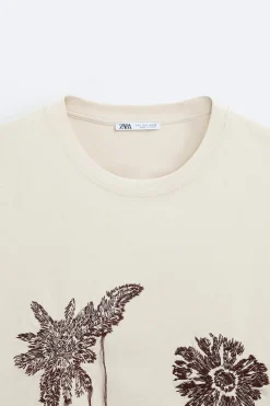 Hot CAMISETA BORDADO FLOR Hombre Camisetas