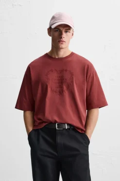 Fashion CAMISETA BORDADO LAVADO Hombre Camisetas