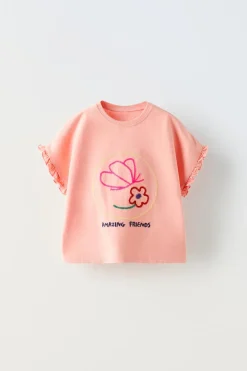 Niños ZARA 1½ - 6 Años·Camisetas|6 - 18 Meses·Camisetas<CAMISETA BORDADO VOLANTITO