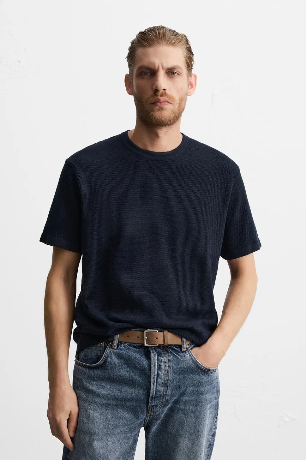 Outlet CAMISETA BÁSICA PUNTO Hombre Jerséis / Chaquetas|Camisetas