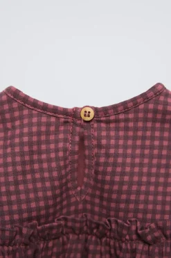 Niños ZARA 6 - 18 Meses·Camisetas|6 - 18 Meses·Camisas<CAMISETA CUADRO VICHY FLORES BORDADAS