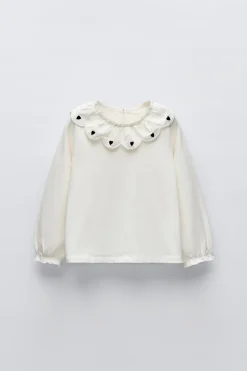 Niños ZARA 1½ - 6 Años·Camisetas|6 - 18 Meses·Camisetas<CAMISETA CUELLO BORDADO