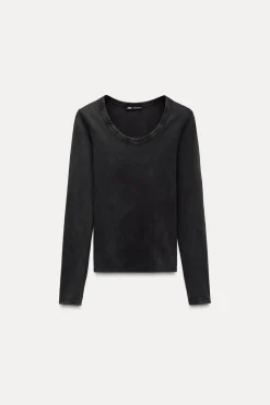 Discount CAMISETA CUELLO OLLA EFECTO LAVADO Mujer Camisetas