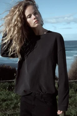 Outlet CAMISETA EFECTO LAVADO MANGA LARGA Mujer Camisetas