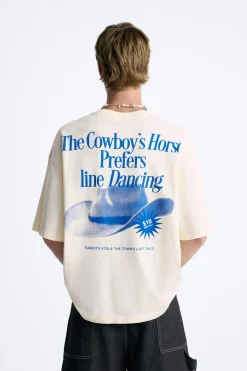 New CAMISETA ESTAMPADO COWBOY Hombre Camisetas