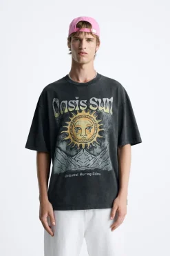 Fashion CAMISETA ESTAMPADO LAVADO Hombre Camisetas