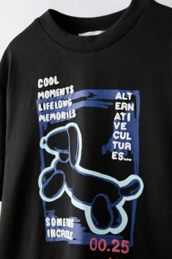 Niños ZARA 6 - 14 Años·Camisetas<CAMISETA ESTAMPADO PERRO GLOBO