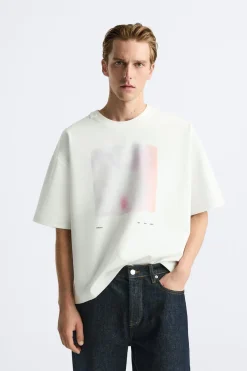 New CAMISETA ESTAMPADO PINTURA Hombre Camisetas