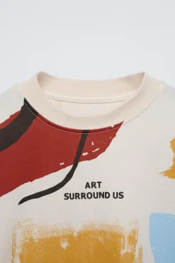 Niños ZARA 6 - 14 Años·Camisetas<CAMISETA ESTAMPADO TEXTO RELIEVE