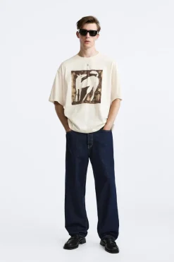 New CAMISETA ESTAMPADO TEXTURA Hombre Camisetas