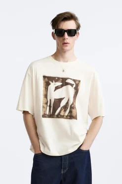 New CAMISETA ESTAMPADO TEXTURA Hombre Camisetas