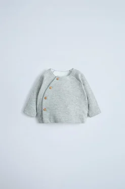 Niños ZARA 0 - 6 Meses·Camisetas|0 - 6 Meses·Básicos<CAMISETA FELPA BOTONES