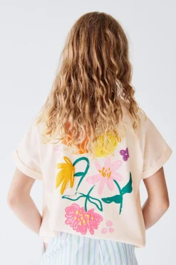 Niños ZARA 6 - 14 Años·Camisetas<CAMISETA FLOR TEXTO
