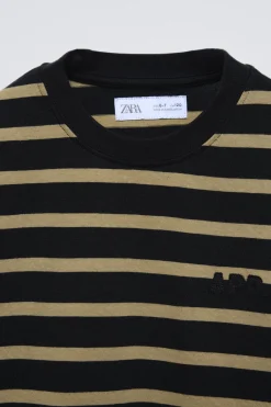 Niños ZARA 6 - 14 Años·Camisetas<CAMISETA HEAVY JERSEY RAYAS BORDADO