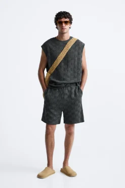 Best CAMISETA JACQUARD GEOMÉTRICO Hombre Jerséis / Chaquetas|Camisetas