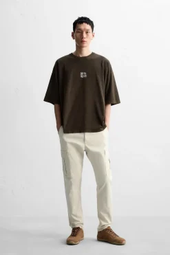 Fashion CAMISETA LAVADA ESTAMPADO COMBINADO Hombre Camisetas