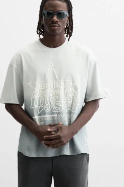 Fashion CAMISETA LAVADA TEXTOS Hombre Camisetas