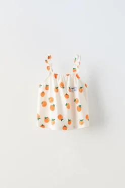 Niños ZARA 6 - 18 Meses·Conjuntos|6 - 18 Meses·Camisetas<CAMISETA MANDARINAS TEXTO BORDADO