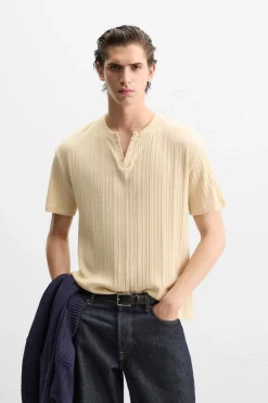 Clearance CAMISETA PLISADA CUELLO BOTONES Hombre Camisetas