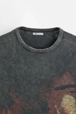 Outlet CAMISETA PUNTO ESTAMPADO Hombre Jerséis / Chaquetas|Camisetas