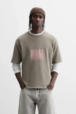 Best CAMISETA PUNTO ESTAMPADO LAVADO Hombre Jerséis / Chaquetas|Camisetas