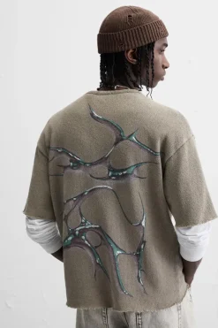 Best CAMISETA PUNTO ESTAMPADO LAVADO Hombre Jerséis / Chaquetas|Camisetas