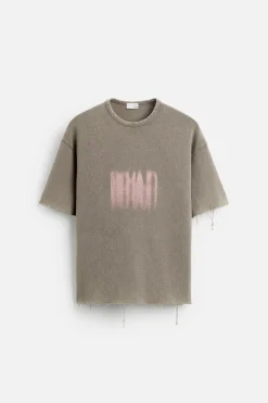 Best CAMISETA PUNTO ESTAMPADO LAVADO Hombre Jerséis / Chaquetas|Camisetas