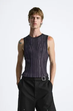 Fashion CAMISETA PUNTO TANK CONTRASTE Hombre Jerséis / Chaquetas|Camisetas