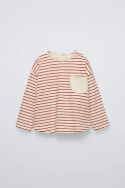 Niños ZARA 6 - 18 Meses·Camisetas|6 - 18 Meses·Camisas<CAMISETA RAYAS BOLSILLO