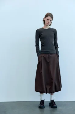 Clearance CAMISETA RIB EFECTO LAVADO MANGA LARGA Mujer Sudaderas / Joggers|Camisetas