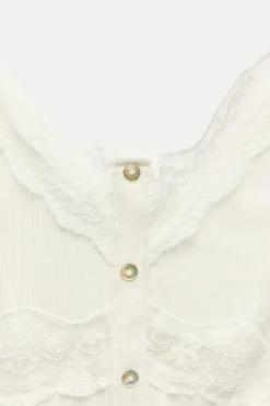 Sale CAMISETA RIB ENCAJE BOTONES Mujer Tops / Bodies