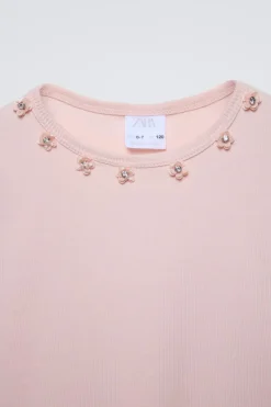 Niños ZARA 6 - 14 Años·Camisetas<CAMISETA RIB FLORES