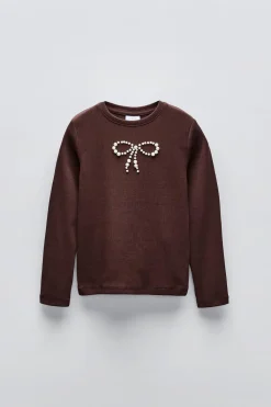 Niños ZARA 6 - 14 Años·Camisetas<CAMISETA RIB LAZO PERLAS