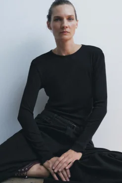 Best CAMISETA RIB MANGA LARGA Mujer Lenceria