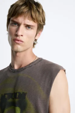 Hot CAMISETA TANK PUNTO ESTAMPADO Hombre Jerséis / Chaquetas|Camisetas