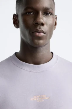 Fashion CAMISETA TEXTO BORDADO Hombre Camisetas