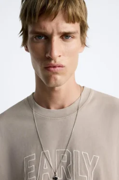 Discount CAMISETA TEXTO BORDADO Hombre Camisetas