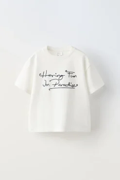 Niños ZARA 6 - 14 Años·Camisetas<CAMISETA TEXTO CORDÓN