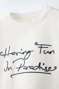 Niños ZARA 6 - 14 Años·Camisetas<CAMISETA TEXTO CORDÓN