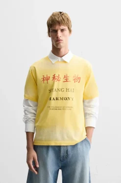 New CAMISETA TEXTO ESTAMPADO Hombre Camisetas