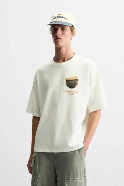 Fashion CAMISETA TEXTOS COMBINADOS Hombre Camisetas