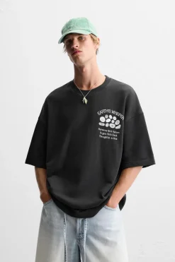 Best CAMISETA TEXTOS COMBINADOS RELIEVE Hombre Camisetas