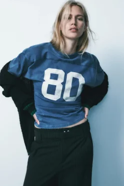 Outlet CAMISETA VARSITY EFECTO LAVADO Mujer Sudaderas / Joggers