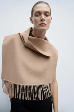 Online CAPA ASIMÉTRICA CON LANA FLECOS Mujer Abrigos / Anoraks|Chaquetas / Cazadoras