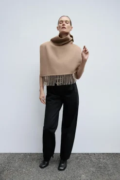 Online CAPA ASIMÉTRICA CON LANA FLECOS Mujer Abrigos / Anoraks|Chaquetas / Cazadoras