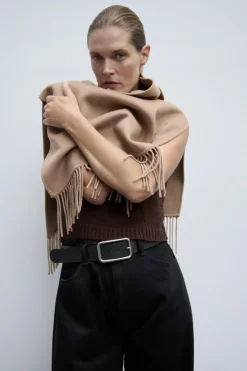 Online CAPA ASIMÉTRICA CON LANA FLECOS Mujer Abrigos / Anoraks|Chaquetas / Cazadoras