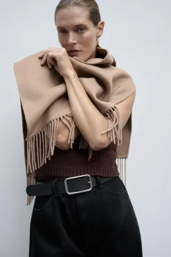 Online CAPA ASIMÉTRICA CON LANA FLECOS Mujer Abrigos / Anoraks|Chaquetas / Cazadoras