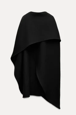 Online CAPA LANA ASIMÉTRICA MEZCLA LANA MANTECO ZW COLLECTION Mujer Abrigos / Anoraks