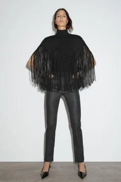 Fashion CAPA PUNTO CUELLO ALTO FLECOS Mujer Chaquetas / Cazadoras